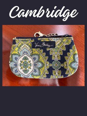 Vera Bradley Cambridge Zip ID Case Retired Quilted Cotton Card Holder Keyring